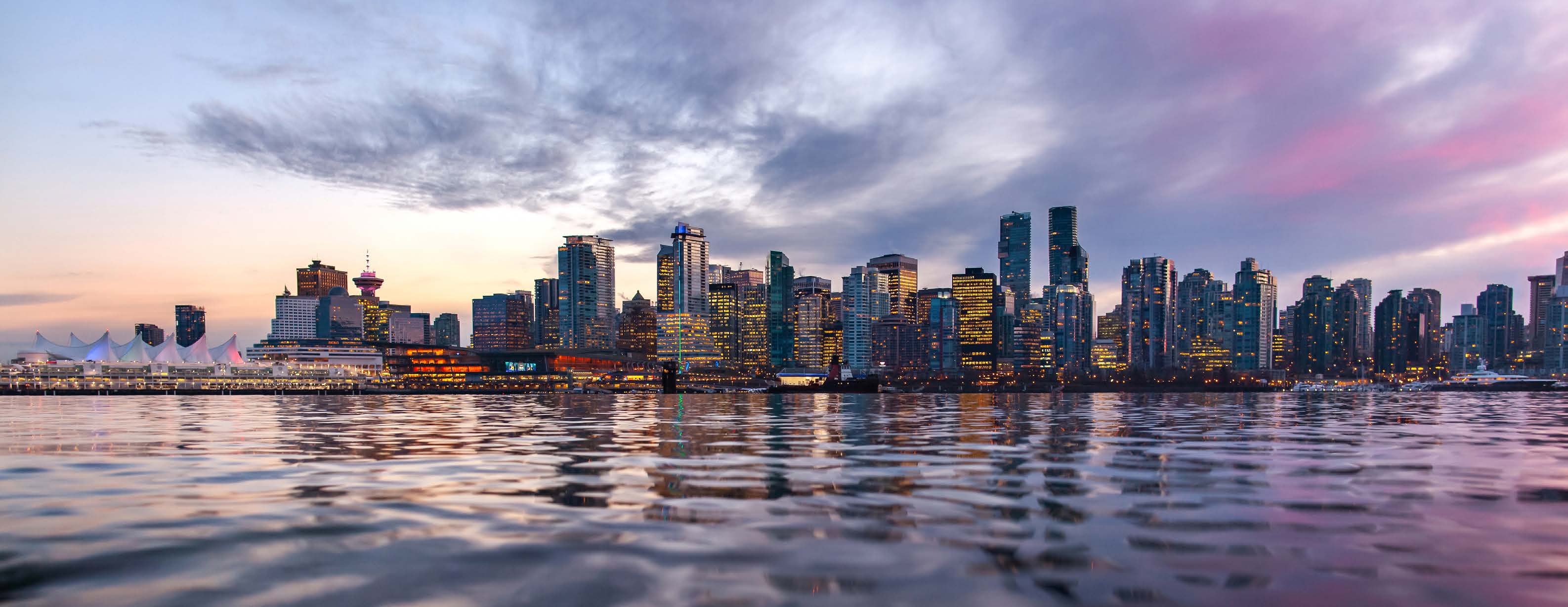 A Canadian city skyline beside the waterfront